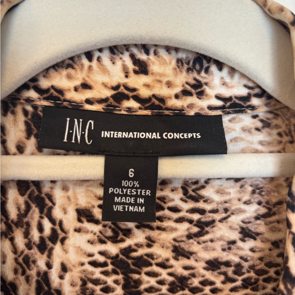 INC International Concepts Brown and White Long Sleeve Snakeskin Gown - Picture 8 of 8